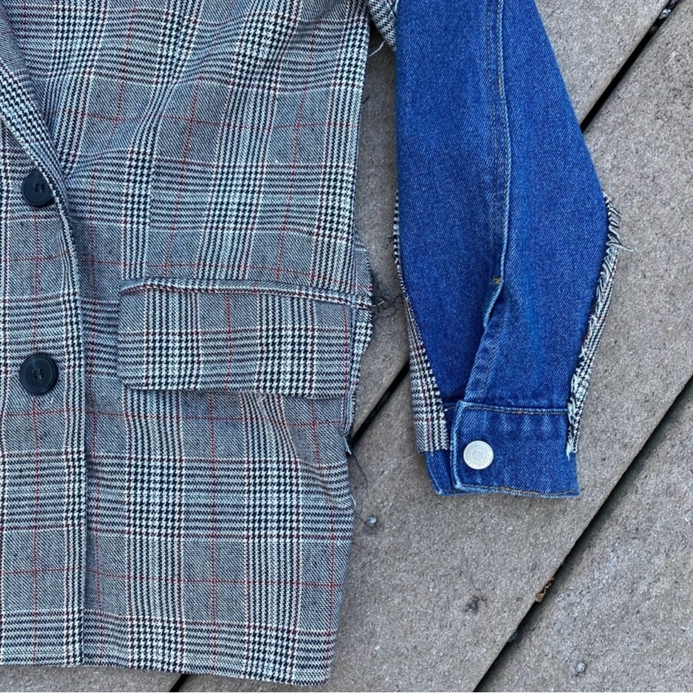 Signature8 Plaid + Denim Blazer Jacket | Size S/M - Picture 4 of 11